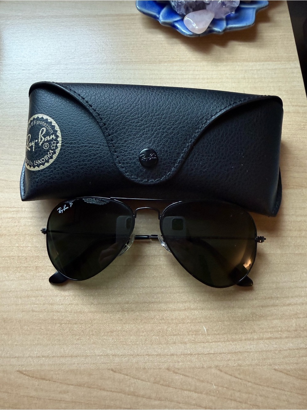 Ray-Ban Black Aviator Sunglasses with Black Case